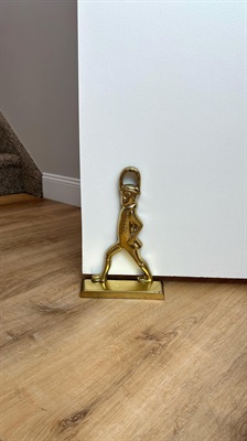 Vintage Brass Soldier Doorstop | Baldwin Solid Hessian Soldier | Colonial Revival Home Decor view 1