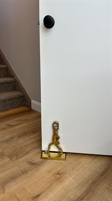 Vintage Brass Soldier Doorstop | Baldwin Solid Hessian Soldier | Colonial Revival Home Decor view 3