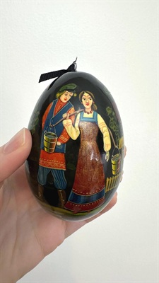 Vintage Russian Folk Art Egg, Hand Painted & Signed Made of Wood -  1997 view 1