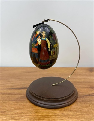 Vintage Russian Folk Art Egg, Hand Painted & Signed Made of Wood -  1997 view 3