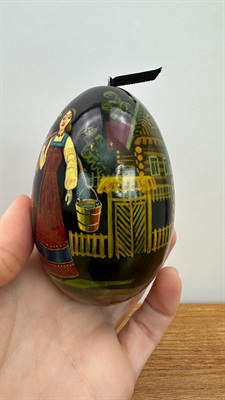 Vintage Russian Folk Art Egg, Hand Painted & Signed Made of Wood -  1997 view 8