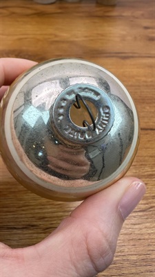 Vintage Mercury Glass Ornament- Merry Christmas Stenciled  - 1950's  Made in U.S.A. view 2