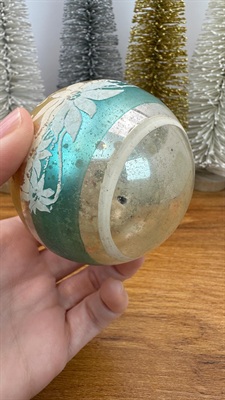 Vintage Mercury Glass Ornament- Merry Christmas Stenciled  - 1950's  Made in U.S.A. view 6