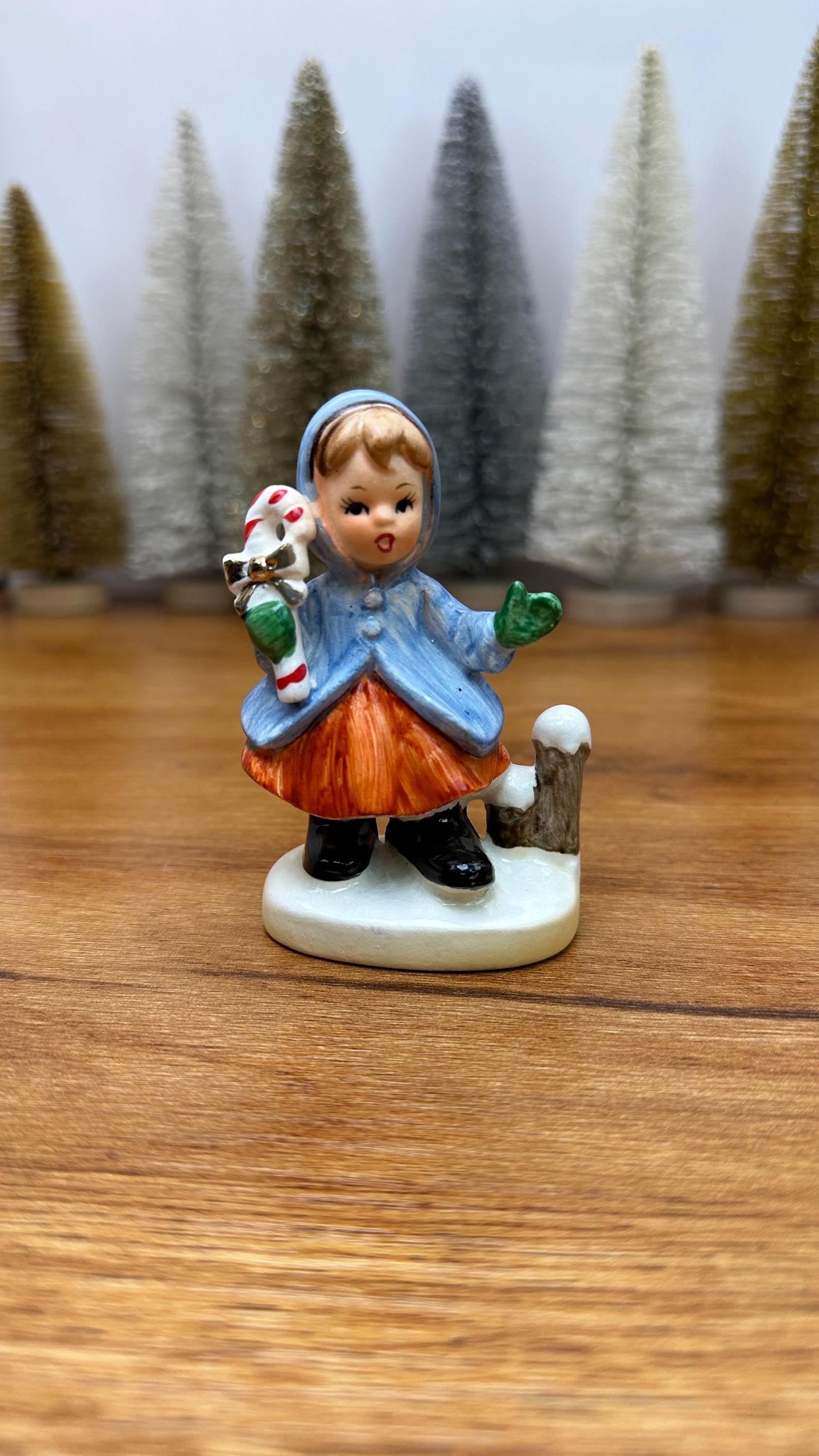 Vintage Napco Christmas Girl with Candy Cane Figurine -1950's Japan