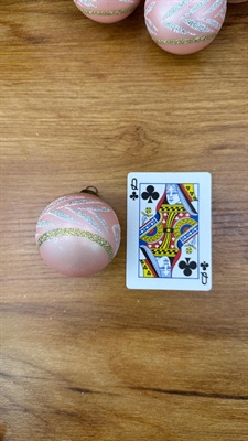 Vintage Pink Mercury Glass Ornaments with silver and Gold Glitter- SET OF 6 view 6