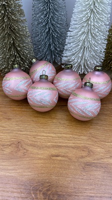Vintage Pink Mercury Glass Ornaments with silver and Gold Glitter- SET OF 6 view 7