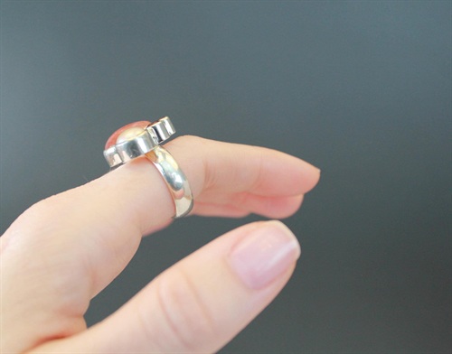 Vintage Handmade Sterling Silver Ring | Sunstone, Pearl, Garnet | Sculptural Art Statement Ring view 7