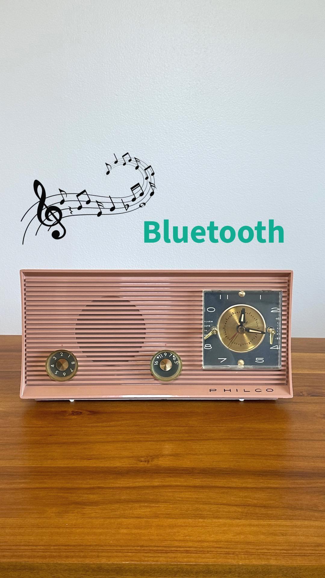 Vintage 1959 Philco Tube AM Clock Radio Pink | MCM Retro Space Age Design | With Bluetooth