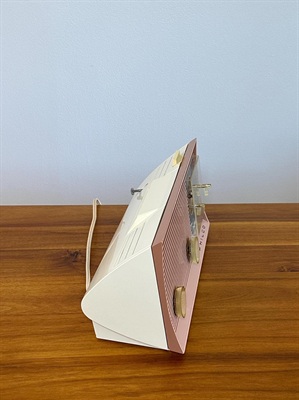 Vintage 1959 Philco Tube AM Clock Radio Pink | MCM Retro Space Age Design | With Bluetooth view 5