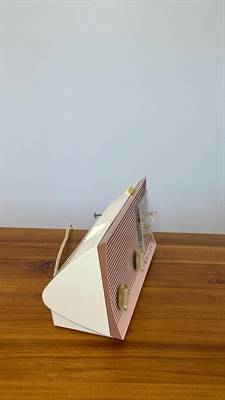 Vintage 1959 Philco Tube AM Clock Radio Pink | MCM Retro Space Age Design | With Bluetooth view 6