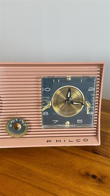 Vintage 1959 Philco Tube AM Clock Radio Pink | MCM Retro Space Age Design | With Bluetooth view 8