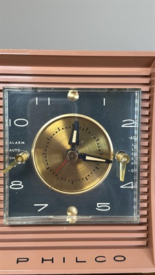 Vintage 1959 Philco Tube AM Clock Radio Pink | MCM Retro Space Age Design | With Bluetooth view 10