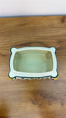 Vintage Hand-painted Ceramic Jewelry Box | Portuguese Floral Trinket Dish view 6