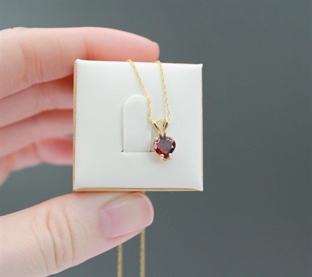 Vintage 14k Solid Gold Garnet Heart Necklace-  Minimalist Love Pendant- 18" Chain Length view 8