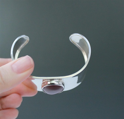 Carnelian Sterling Silver Mexico Cuff Bracelet- Vintage 925 Adjustable Cuff Bracelet- 7" view 3