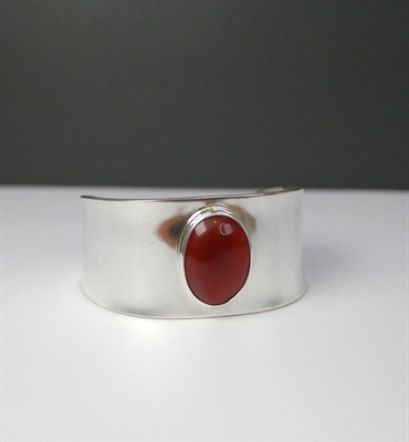 Carnelian Sterling Silver Mexico Cuff Bracelet- Vintage 925 Adjustable Cuff Bracelet- 7" view 7