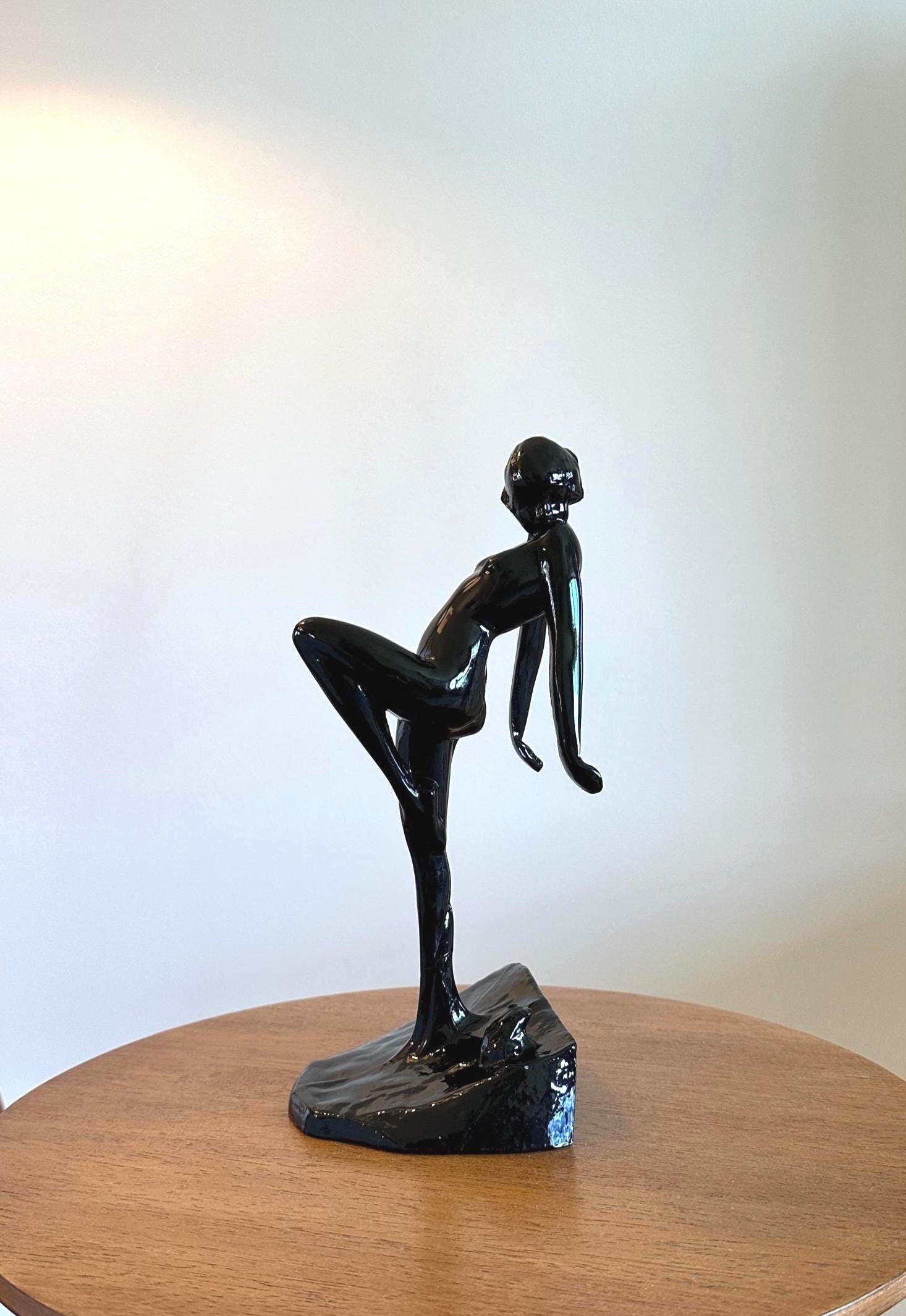 Vintage Signed Frankart Sarsaparilla Nude Nymph Sculptural Bookend | Art Deco Revival 1982