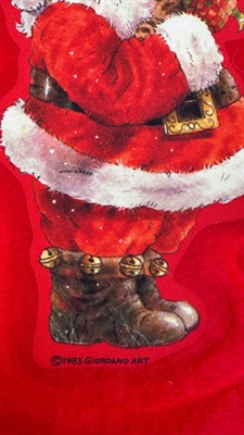 Vintage Christmas Stocking Giordano Art Santa with Cat & Santa with Teddy -1980's view 6