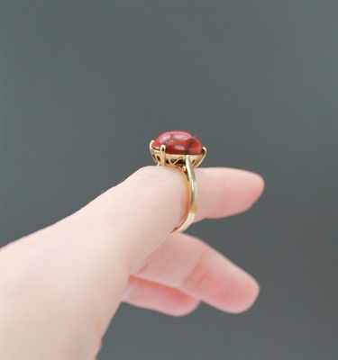 Vintage Mid-Century Modern 10k Gold and Natural Red Jasper Ring-, Estate Jewelry - SIZE 6 view 4