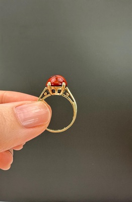 Vintage Mid-Century Modern 10k Gold and Natural Red Jasper Ring-, Estate Jewelry - SIZE 6 view 6