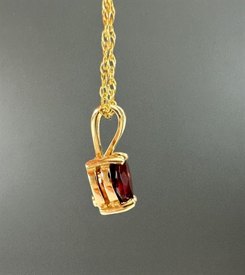 Beautiful Vintage 14k Gold Garnet Heart Necklace-  Minimalist Love Pendant- 18" Yellow Gold Chain view 7