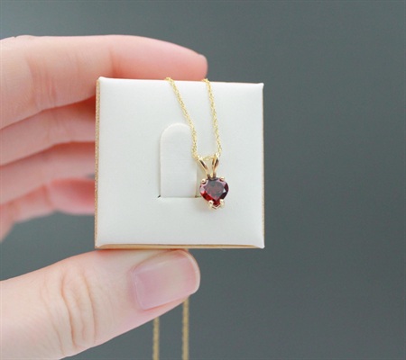 Beautiful Vintage 14k Gold Garnet Heart Necklace-  Minimalist Love Pendant- 18" Yellow Gold Chain view 8