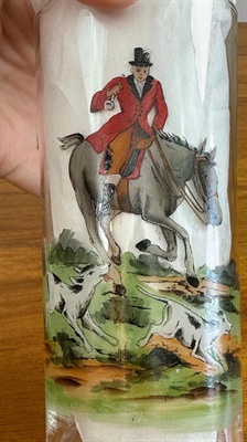 Vintage Hand Painted Highball Drinking Glasses Equestrienne  Fox Hunt-Made in Czechoslovakia Early 1900's view 10