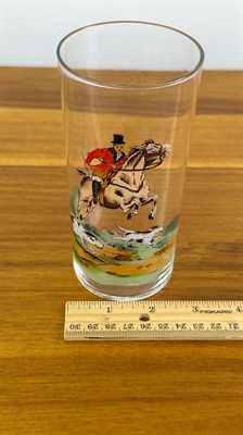 Vintage Hand Painted Highball Drinking Glasses Equestrienne  Fox Hunt-Made in Czechoslovakia Early 1900's view 3