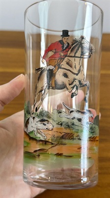 Vintage Hand Painted Highball Drinking Glasses Equestrienne  Fox Hunt-Made in Czechoslovakia Early 1900's view 8