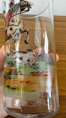 Vintage Hand Painted Highball Drinking Glasses Equestrienne  Fox Hunt-Made in Czechoslovakia Early 1900's view 9