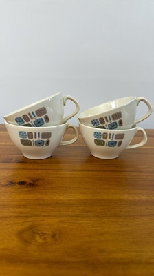 Mid Century Modern Atomic Tea Cups- Retro Vintage Temporama by Canonsburg SET OF 4 view 3