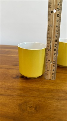 MCM Mikasa Focus Coffee Tea Cups SET of 2 Vintage 1960's Yellow Cups view 2