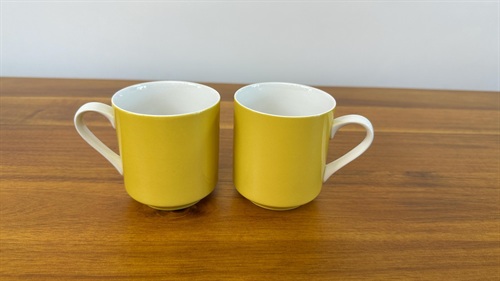 MCM Mikasa Focus Coffee Tea Cups SET of 2 Vintage 1960's Yellow Cups view 5