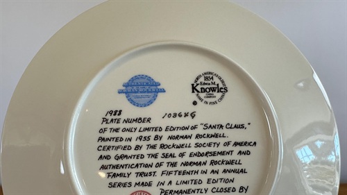 1988 Norman Rockwell Santa Clause Collectors Plate  Edwin M Knowles #10364G view 4