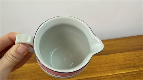 Beautiful Little Vintage Art Deco Lusterware Pink and Green Stripped Creamer view 7