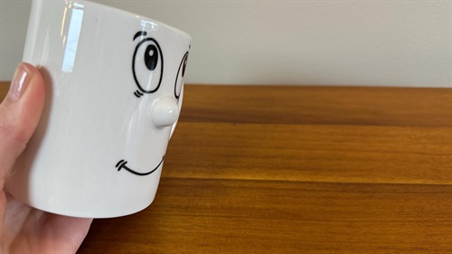 Vintage Face Mug ceramic Smiling whimsical 3D Funny Face Coffee Tea structural emoticon novelty gryphoneware anthropomorphic view 8