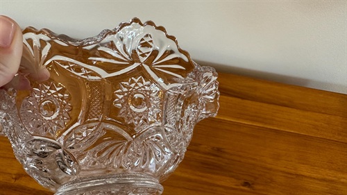 Vintage Imperial Glass Crystal -343 Clear Stars 8" Flared Berry Bowl  - EAPG view 9