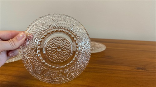 Vintage Federal Glass Heritage Clear Glass Plates (SET of 4) 1950's Dinnerware 8" Luncheon Plate view 5