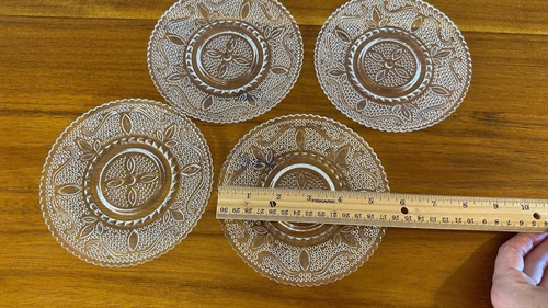 Vintage Federal Glass Heritage Clear Glass Plates (SET of 4) 1950's Dinnerware 8" Luncheon Plate view 2