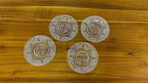 Vintage Federal Glass Heritage Clear Glass Plates (SET of 4) 1950's Dinnerware 8" Luncheon Plate view 3
