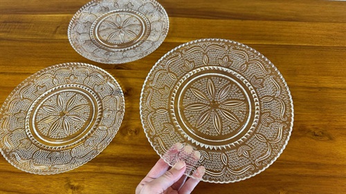 Vintage Federal Glass Heritage Clear Glass Dinner Plates (SET of 3) 1950's Dinnerware 9" Plate view 1