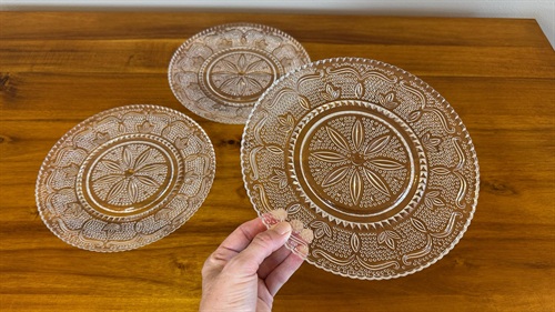 Vintage Federal Glass Heritage Clear Glass Dinner Plates (SET of 3) 1950's Dinnerware 9" Plate view 2