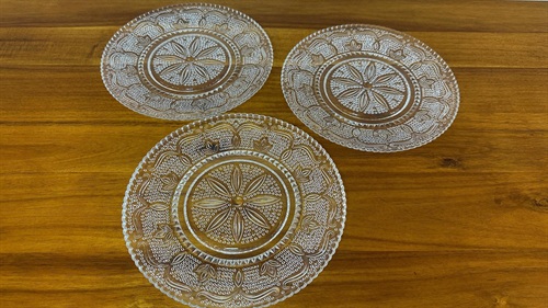 Vintage Federal Glass Heritage Clear Glass Dinner Plates (SET of 3) 1950's Dinnerware 9" Plate view 3
