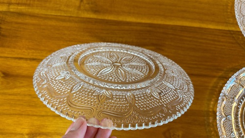 Vintage Federal Glass Heritage Clear Glass Dinner Plates (SET of 3) 1950's Dinnerware 9" Plate view 8