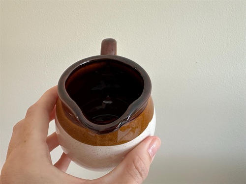 MCM Vintage 1970 Tricolor Glaze Stoneware Ceramic Pottery Creamer view 4