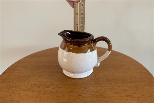 MCM Vintage 1970 Tricolor Glaze Stoneware Ceramic Pottery Creamer view 5