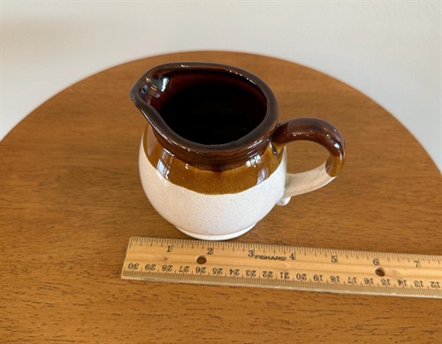 MCM Vintage 1970 Tricolor Glaze Stoneware Ceramic Pottery Creamer view 6