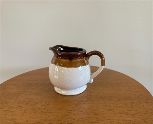 MCM Vintage 1970 Tricolor Glaze Stoneware Ceramic Pottery Creamer view 7