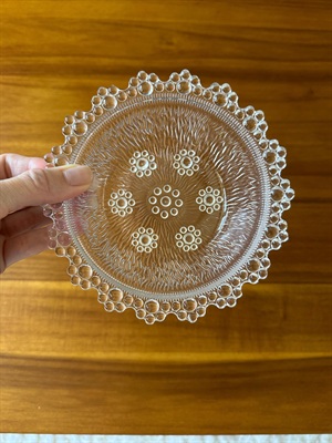 Masserini Barocco Small Glass Bowl- 1960s Vintage Italian Glass- Bubble Lace Glass Dish Mid Century Modern