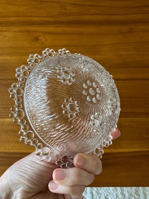 Masserini Barocco Small Glass Bowl- 1960s Vintage Italian Glass- Bubble Lace Glass Dish Mid Century Modern view 5